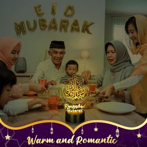 Venta al por Mayor, Stock Disponible para Envío, Decoración Islámica para la Fiesta de Ramadán Mubarak, Luz Nocturna LED Musulmana con Control Remoto, Blanco Cálido - Product Image 2