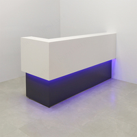 Nouveau bureau de comptoir avant de bureau de magasin de détail de magasin en forme de L coin blanc petit bureau de réception à lumière LED