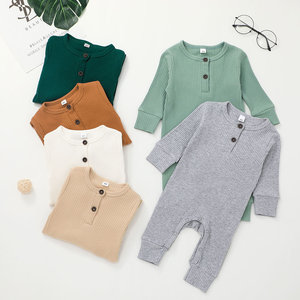 1 pièce Combinaison bébé côtelée en coton à manches longues pour garçons et filles, personnalisable avec logo - Product Image 3