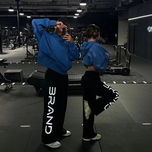 Custom Design Loose Oversized Fit Unisex Streetwear Straight Wide Leg Baggy Track Pants Men Jogger <strong>Sweatpants</strong> - Product Image 5