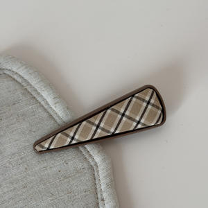 กิ๊บติดผมโลหะลายตารางเรขาคณิตประดับผ้า คลิปหนีบด้านข้าง เครื่องประดับผม - Product Image 6