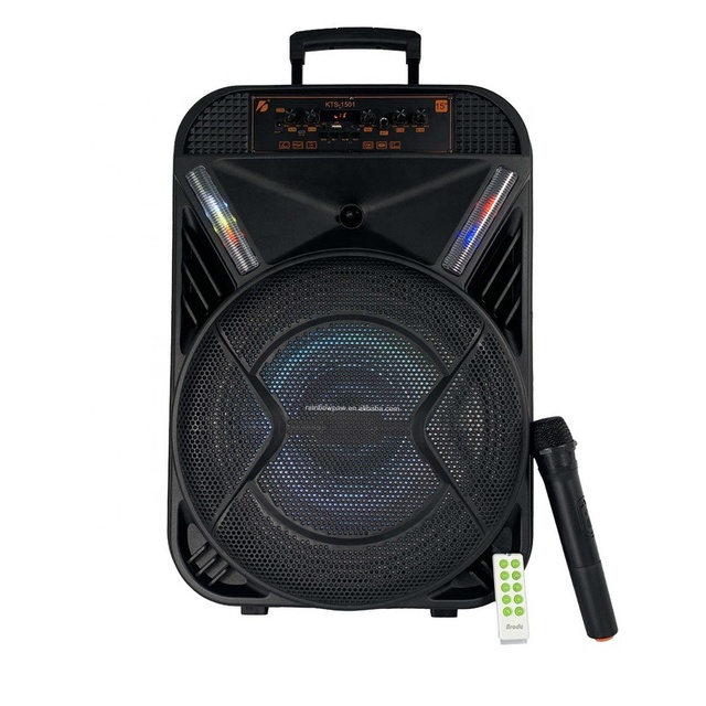 KTS-1501 Trolley Wireless Speaker Portable Karaoke Speaker with Microphone Kts 15 Inch Powered Subwoofer Speaker