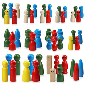 Figurines en bois colorées, ensemble de 53 pièces dans un sac en peluche, poupées à dessiner pour enfants, jouets à dessiner, âge 3 à 6 ans - Product Image 4