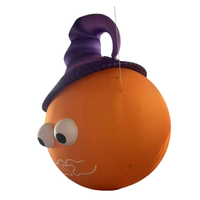 Calabaza Inflable Gigante Personalizada con Sombrero, Mascota con Luz LED, Decoración para Halloween, Adornos de Halloween para Exteriores