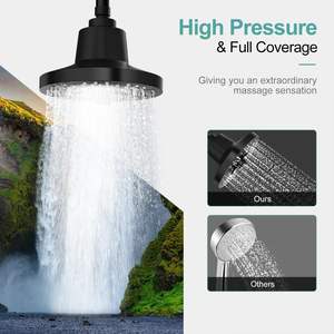 מט שחור 7 אינץ 'אנטי לסתום ראש מקלחת מסונן בלחץ גבוה מסונן עם 20 שלבים פילטר ראש גשם מסונן - Product Image 6