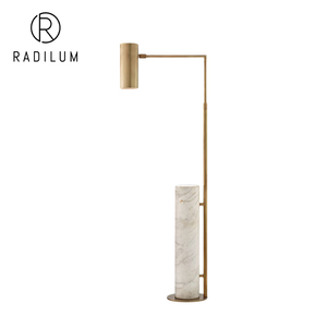 Lámpara de Pie Moderna de Lujo para Decoración de Sala de Estar de Hotel, Base Cilíndrica de Mármol Real, Luz de Lectura Ajustable de Latón, Lámpara de Pie <span class=keywords><strong>Alma</strong></span> - Product Image 1