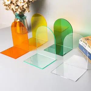 Custom Size Clear Acrylic Bookends Bookshelf Art Decor L Shaped Acrylic Book Stand Holder display For Magazine Organizer