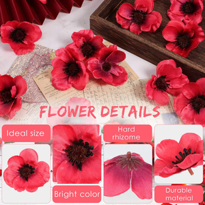 Se pueden emitir en nombre de PU mini poppies, flores artificiales, accesorios para fotografía de bodas, flores falsas. - Product Image 6