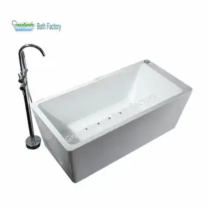 Vasca da bagno indipendente rettangolare in acrilico europeo vasca da bagno termostatica per interni con massaggio all'ozono vasca da bagno indipendente per adulti