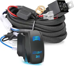 high quality led light bar Wiring Harness 1 Lead, 12V 40A Rock Switch Relay Fuse Nylon Wiring Harness Kit