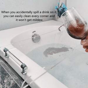 Baki bak mandi mewah, nampan mandi akrilik Caddy dengan pegangan perak untuk bak mandi, nampan penyimpanan bak mandi - Product Image 5