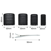 Ensemble de bigoudis à noyau en plastique (50+40+28+17) – 6 tiges auto-adhésives en nylon pour coiffure, fabriqué en Chine