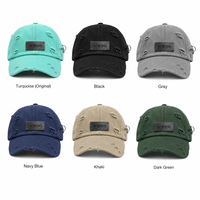 Casquette de baseball WEINI personnalisée avec logo, vert menthe, effet vieilli et déchiré, style Dad Cap avec anneaux métalliques, casquettes de sport style punk pour hommes et femmes, vente en gros