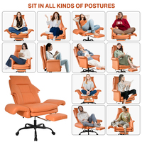 Nouvelle Arrivée - Fauteuil de Bureau Exécutif Ergonomique Grand et Large en Cuir PU avec Siège Large, Repose-Pieds Croisés et Accoudoirs Convertibles