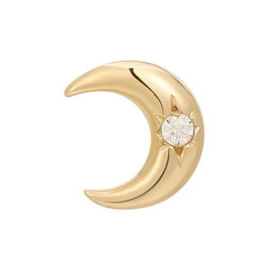 Lotus Waterproof Manufacturer Bijoux de piercing fins en or massif 14K 18K, motifs lune et étoile brillants, pour cartilage et nombril, boucles d'oreilles et breloques - Product Image 3