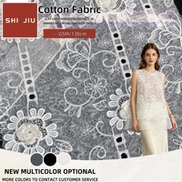 Tissu en maille florale respirant et hydrosoluble, dentelle 100% coton pour robe brodée ou hawaïenne, tissu en coton
