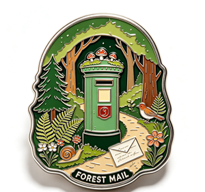 Pin de Solapa de Metal Esmaltado con Temática Postal de Bosque, Decoración de Jardín y Vida Silvestre - Product Image 1