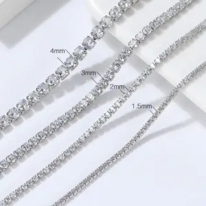 1.5mm - 4mm Fine Jewelry Choker Round Cubic Zirconia Cz 925 Sterling Silver Tennis Chain Necklaces