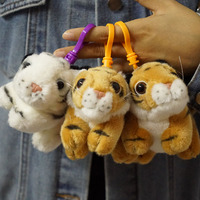Porte-clés pendentif en peluche tigre de dessin animé, en coton PP et coton matelassé, multifonctionnel, vente en gros
