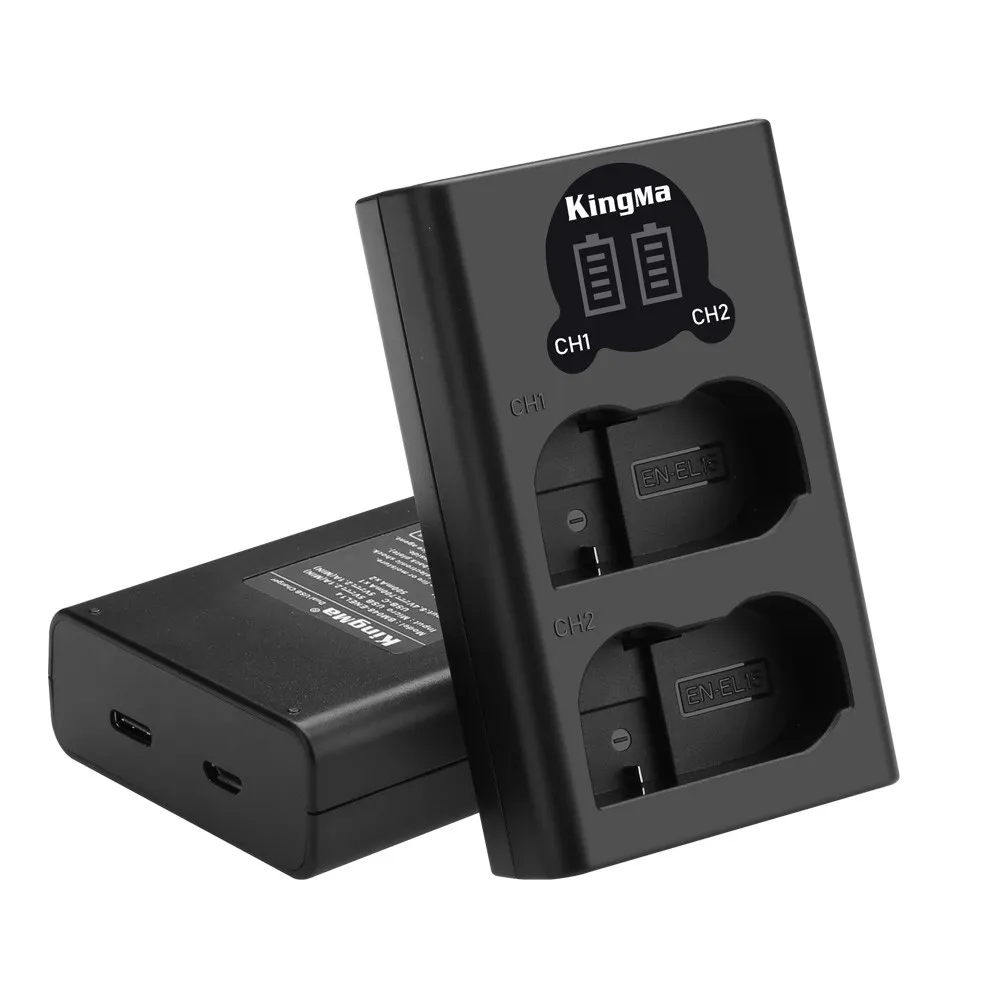 KingMa intelligent LCD display dual USB charger for Nikon EN-EL15 EN EL15 battery quick charge