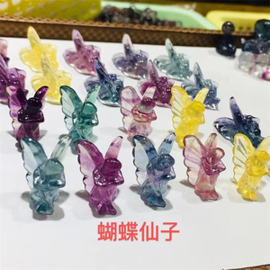 Đồ thủ công pha lê chạm khắc mini 18mm mới về, hình bướm tiên nữ fluorite cầu vồng tự nhiên, làm quà tặng - Product Image 4