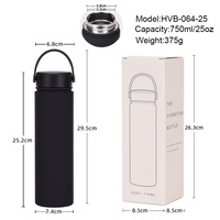 Botol Air Olahraga Vakum Isolasi Stainless Steel 304 Baru 750ml, Mulut Lebar, Pegangan Portabel, Tutup Termos Outdoor, Sedotan, 6-12