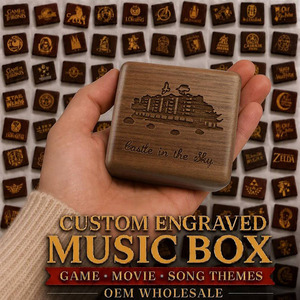 Caja de Música Castle in the Sky, Caja Musical Mini de Madera de Nogal Sankyo con Mecanismo de Cuerda, Grabado Láser Personalizado, Regalo de Anime <span class=keywords><strong>Laputa</strong></span>, Venta al por Mayor OEM - Product Image 1