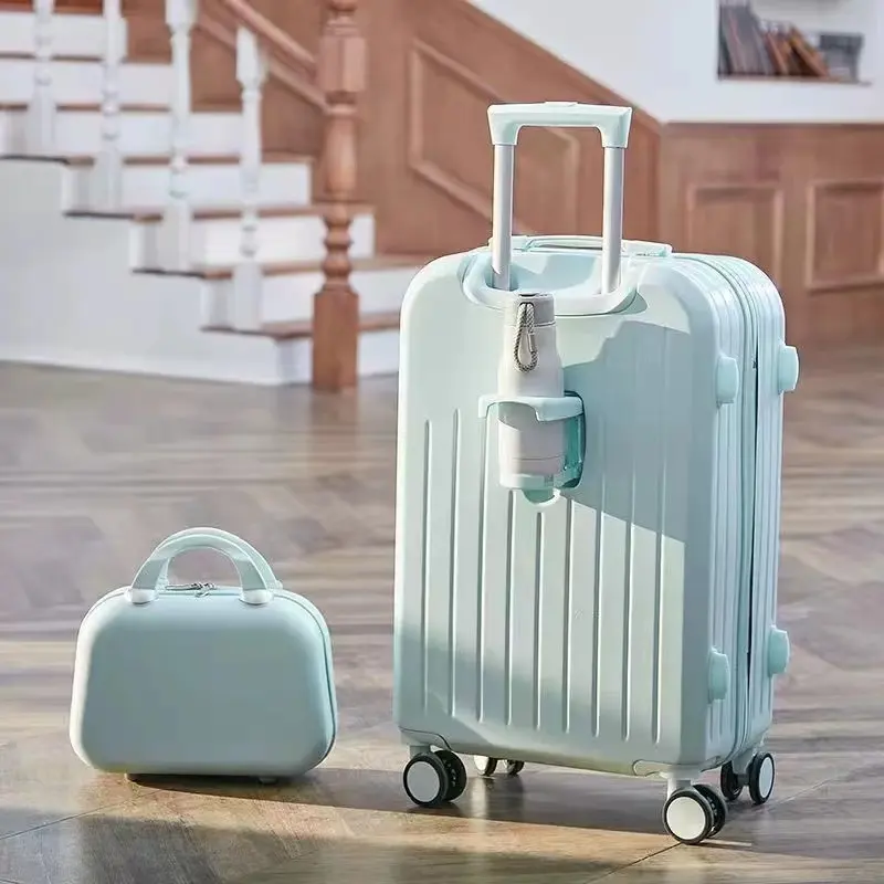 Conjunto de maletas de Abs + carrito para madre e hijo, Maleta de viaje de alta calidad, 2 piezas