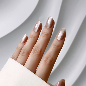 AIERFEI Faux ongles Fabricant Faux ongles ovales courts Conseils Pailleté Brun Oeil de chat Presse sur les ongles <span class=keywords><strong>Gel</strong></span> Effet vernis - Product Image 2