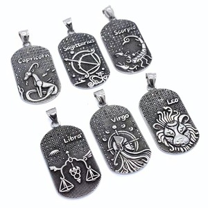 Collar con Colgante de Constelación de Plata Tibetana, Unisex, Signo del Zodiaco Libra, Leo, Virgo, Escorpio, Sagitario, Capricornio, Joyería de Regalo - Product Image 1
