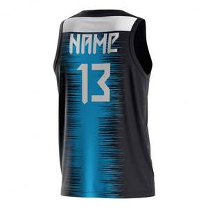 Uniforme de Voleibol de Alta Calidad con Impresión de Secado Rápido, Diseña Tu Propio Logotipo, Uniforme Masculino Negro y Azul - Product Image 2