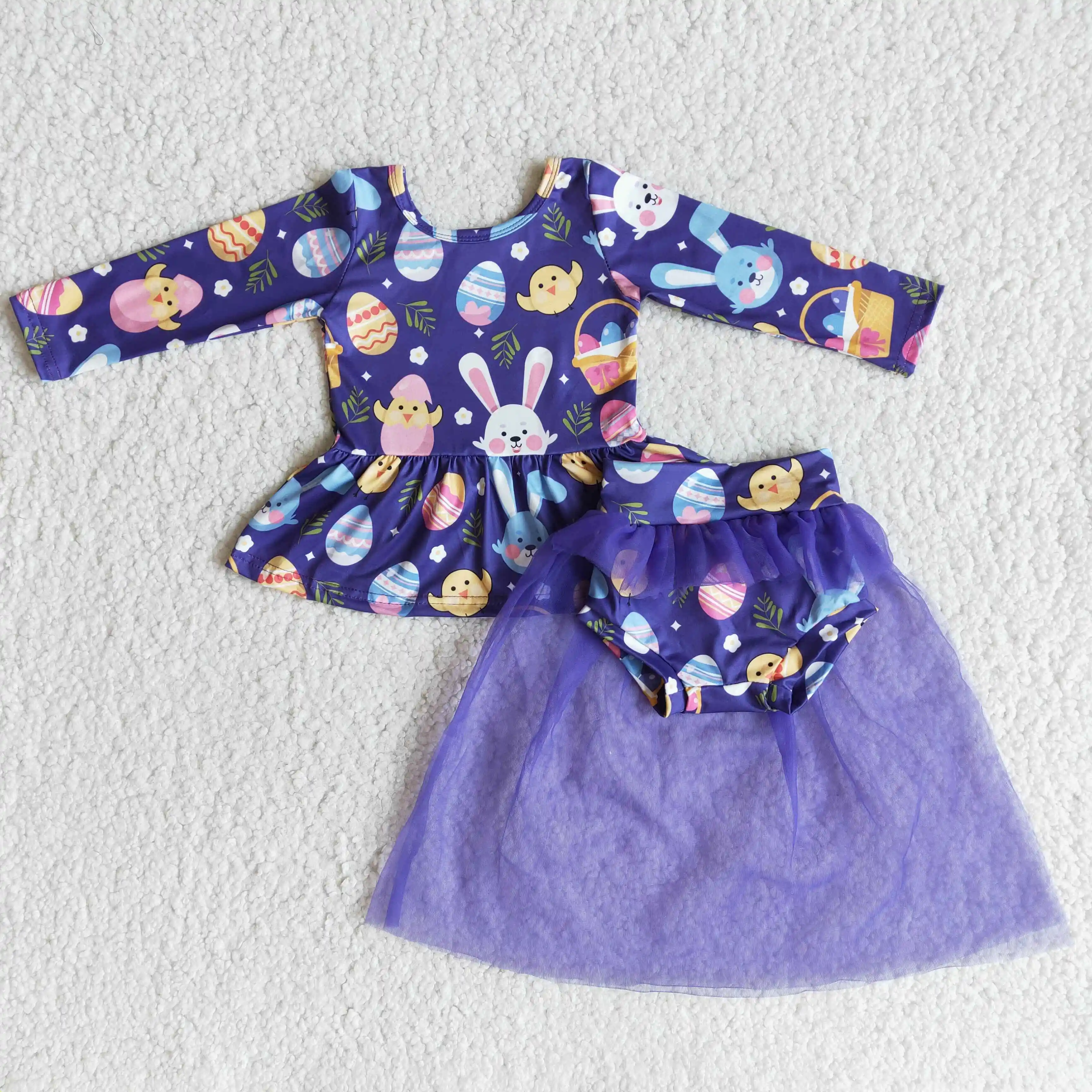 Conjunto de ropa para niños de 0 a 16 años, atuendo de moda para niña, Primavera, conejo, huevo, Pascuas, 2 uds.