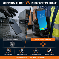 Téléphone robuste et fiable avec lecteur de codes-barres, téléphone mobile 5,7 pouces Android 12 4 Go 64 Go 4G LTE NFC GPS IP65 avec lecteur d'empreintes digitales et batterie amovible