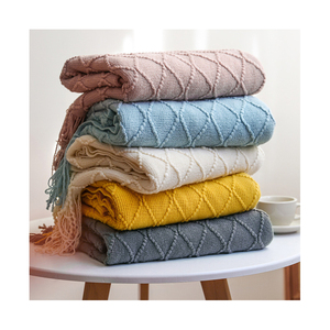 Hot Sale <strong>Knitted</strong> <strong>Blanket</strong> Cozy Lightweight Buti Decorative Throw <strong>Blanket</strong> with Tassels <strong>Blanket</strong> for Couch Bed Sofa Travel