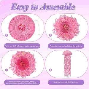 Nicroo Dưới Biển Chủ Đề Sinh Nhật Có Thể Phân Hủy Sinh Học Giá Rẻ Gấp Gọn Đồ Trang Trí Tường Treo Đèn Lồng Giấy Sứa - Product Image 6