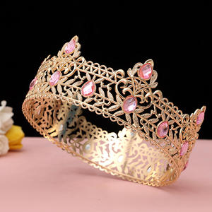 Gouden Koning Kronen Voor Mannen, Koninklijke Kroon Met Rode Strass, Verjaardagskroon Voor Mannen, Bruiloft Cosplay Prom Party Decoraties Kroon - Product Image 3