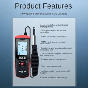 Anémomètre thermique GT8911 pour la mesure du volume d'air élevé et du vent léger - Product Image 2