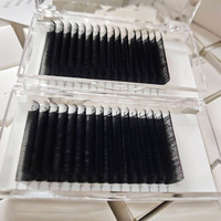 Logo personnalisé C J Curl Coréen Bot Fibre Foncé Fluffy Easy Fan Velours Fond Lash Tray Vendeur Mat Noir Cachemire Extension de Cils