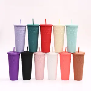 BPA Free Reusable Acrylic Diamond Cup 24 Oz Double Wall Studded Tumbler With Lid And Straw Matter Studded Venti Tumbler