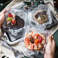 Boîtes d'emballage à emporter pour desserts en plastique jetables Qingtuan Tiramisu Emballage pratique Petit design transparent Boîte à gâteau bento
