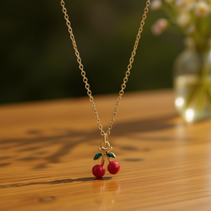 Collar con Colgante de Cereza Amy Amy, Chapado en Oro, Aleación y Resina, Joyería de Moda para Mujer, Uso Diario, Regalo - Product Image 3