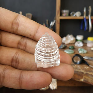 Fabricant indien, figurine en cristal de quartz transparent Sphatik naturel Shreeyantra, faite à la main, écologique, pour la Puja, vente en gros - Product Image 2