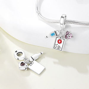 Pendentif original en laiton blanc au design de niche, motif pulsation de vie, accessoire de bracelet DIY, cadeau créatif - Product Image 5