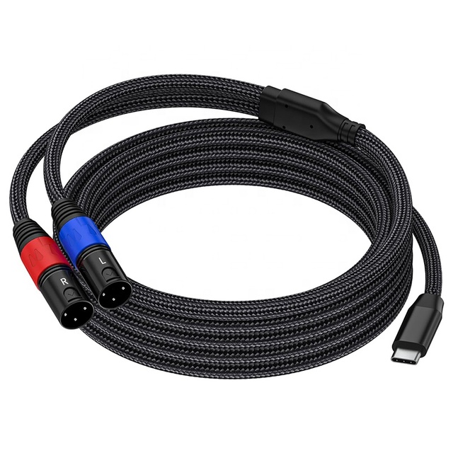 USB Type C Coaxial Dual XLR Male Y-Splitter Professional Audio Adapter Mic Studio Recording Stage Live Instrument Sound System