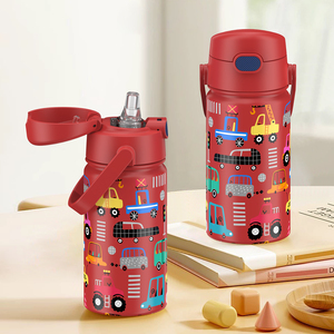 Custom 400ml Double-wall Vacuum Insulated Kid <b>Bottle</b> Leak-proof Red Blue Yellow Stainless Steel Water <b>Bottle</b> With Straw Lid - Product Image 1