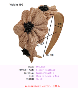 Accessoires de cheveux élégants vintage de style coréen pour femmes-vente en gros exagéré côté perle fleur large bandeau - Product Image 2