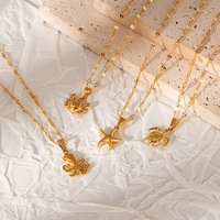 Collar Minimalista de Acero Inoxidable Electrochapado con Diseño de Animales Marinos, Estilo Europeo Americano, para Mujer, Verano