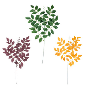 Feuilles artificielles en forme de trompette à 5 branches, 58 cm, fleur en soie, décoration de mariage et de maison, vert, rouge foncé, orange, bleu, champagne, rose - Product Image 2