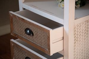 INNOVAHOME listo para enviar pasillo pequeño blanco desgastado <span class=keywords><strong>madera</strong></span> tallada suelo decorativo Esquina <span class=keywords><strong>de</strong></span> 3 niveles estante delgado con cajón - Product Image 4