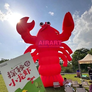 Ballon gonflable mignon en forme d'écrevisse, mascotte animale marine avec logo imprimé, personnage de homard rouge lumineux gonflé à l'<span class=keywords><strong>air</strong></span>. - Product Image 2